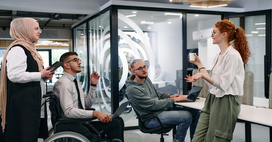 business people brainstorming together