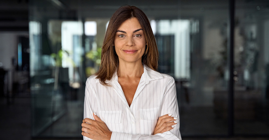 Businesswoman looking at camera