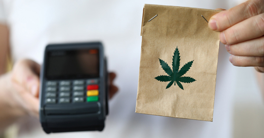 Package delivery with marijuana and payment terminal