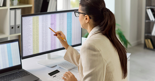 accountant conducts audit and analysis of data