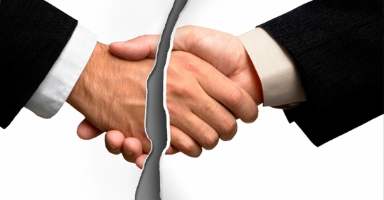 Broken business handshake
