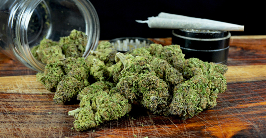 ounce marijuana with jar