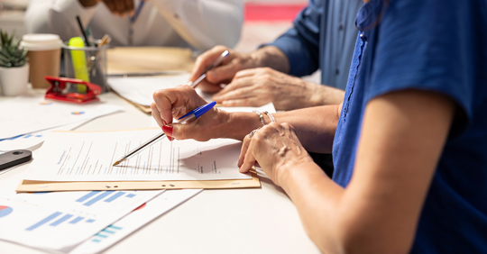 woman going over contract